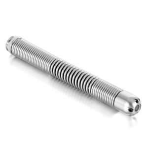 A silver long sewer camera head